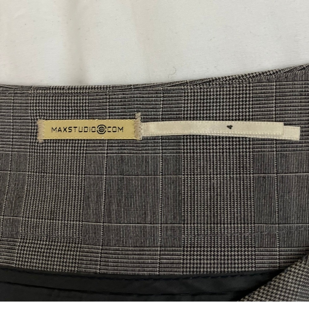 Max Studio Office Core Gray Hi Low Skirt Glen Check Career Business Flared Hem 4 - Picture 3 of 4
